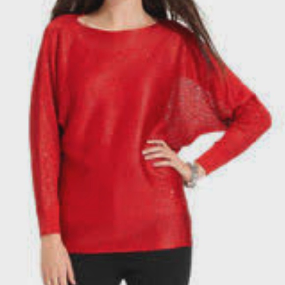 Alfani Sweaters - Alfani Sweater Red Sequin Dolmen Sleeve Large